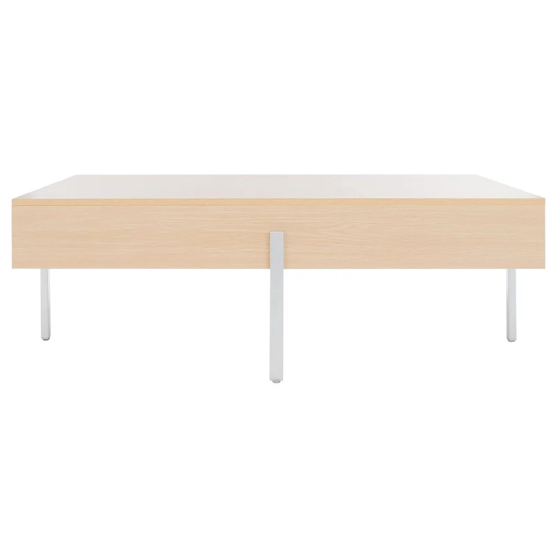 Rectangular Wood Coffee Table with Metal Legs, 47W x 30D x 16H