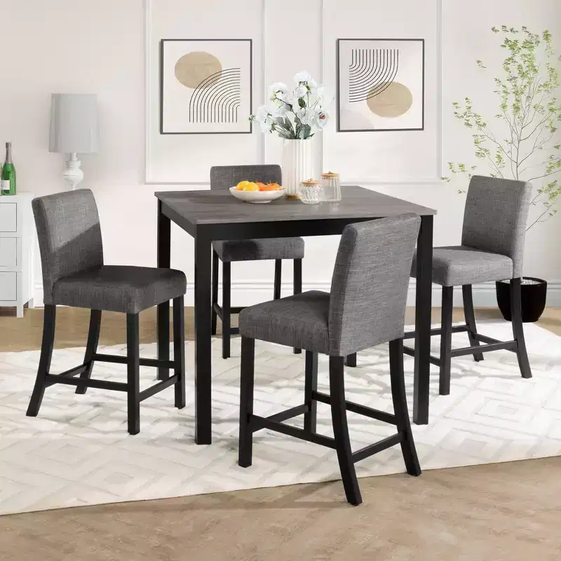 sumyeg 5 Piece Counter Height Table Set with 4 Chairs for Kitchen or Dining Room