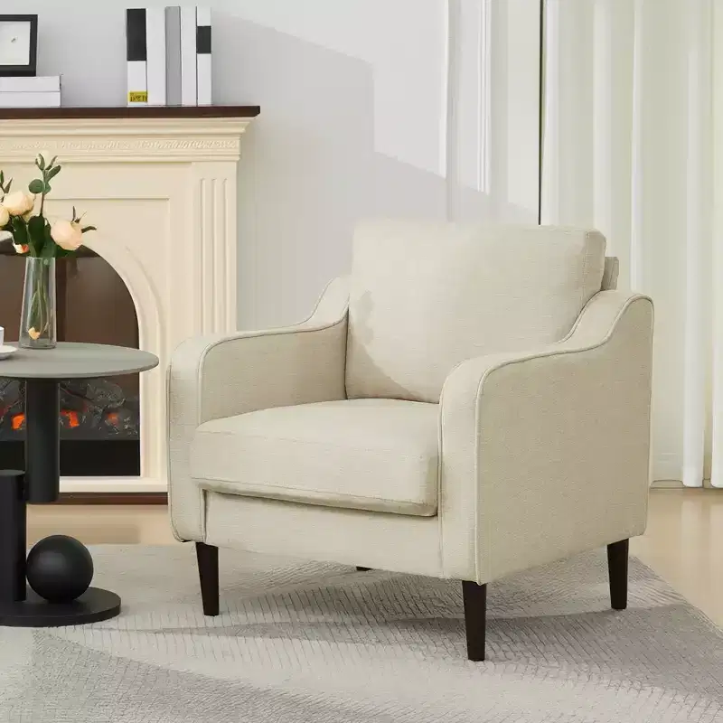 Mid-Century Accent Chair, Modern Comfy Living Room Chairs, Upholstered Arm Chair, Comfy Single Sofa Side Chair, for Bedroom Living Room