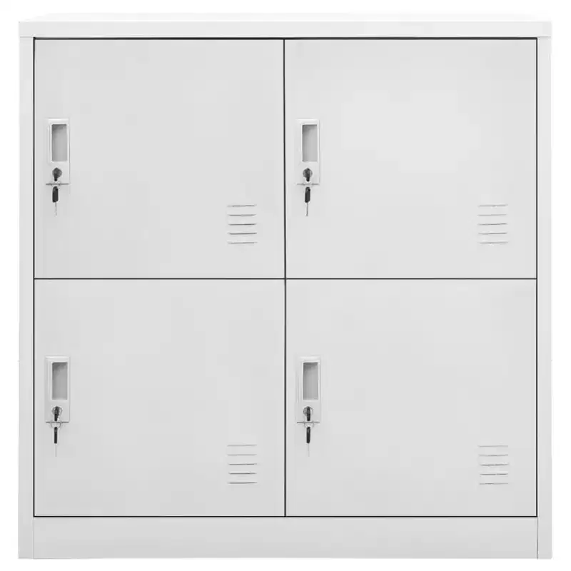 vidaXL Locker Cabinet Set of 2 Light Grey and Red Steel Medium - Light Gray with 4 Lockers