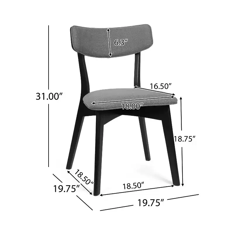 Crystal Mid Century Modern Fabric Upholstered Dining Chairs