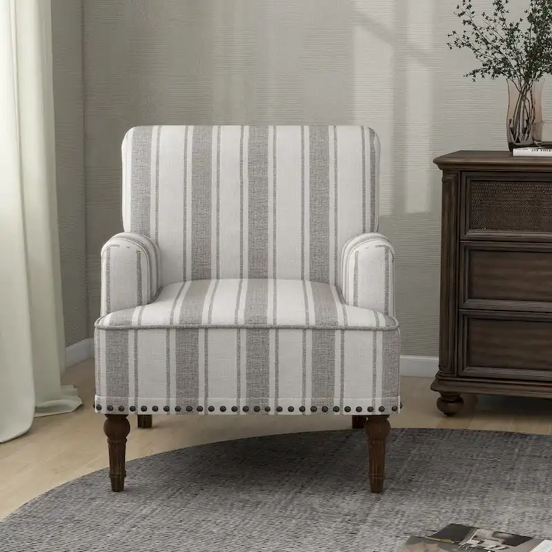 Modern Striped Accent Chairs with Arms