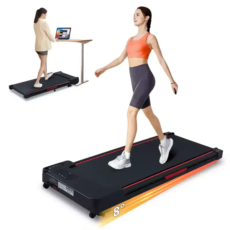 Okak Walking Pad Treadmill with 8 Incline, Under Desk Treadmill with Remote Control and LED Display, Portable Treadmill for Home, Black+Gray