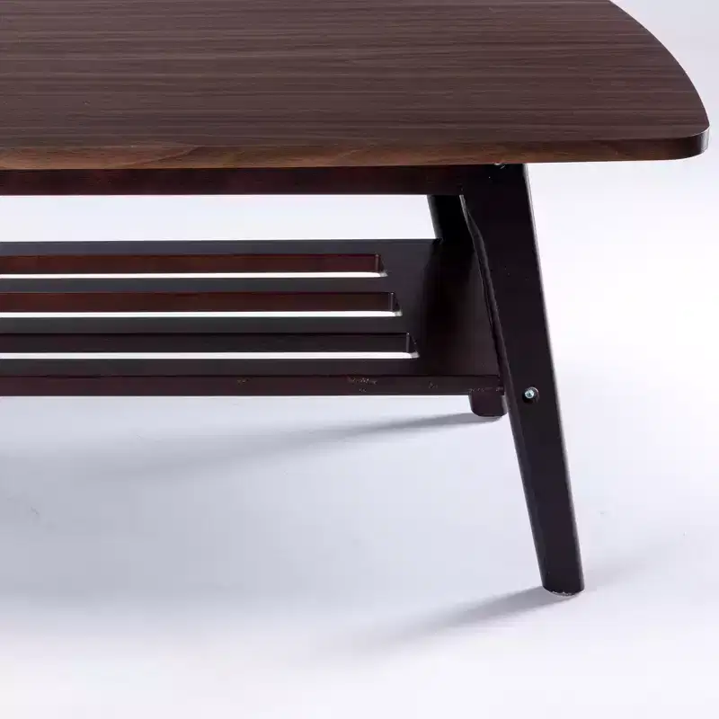 GDFStudio Hwasa Modern Wooden Coffee Table with Open Lower Shelf and Flared Legs