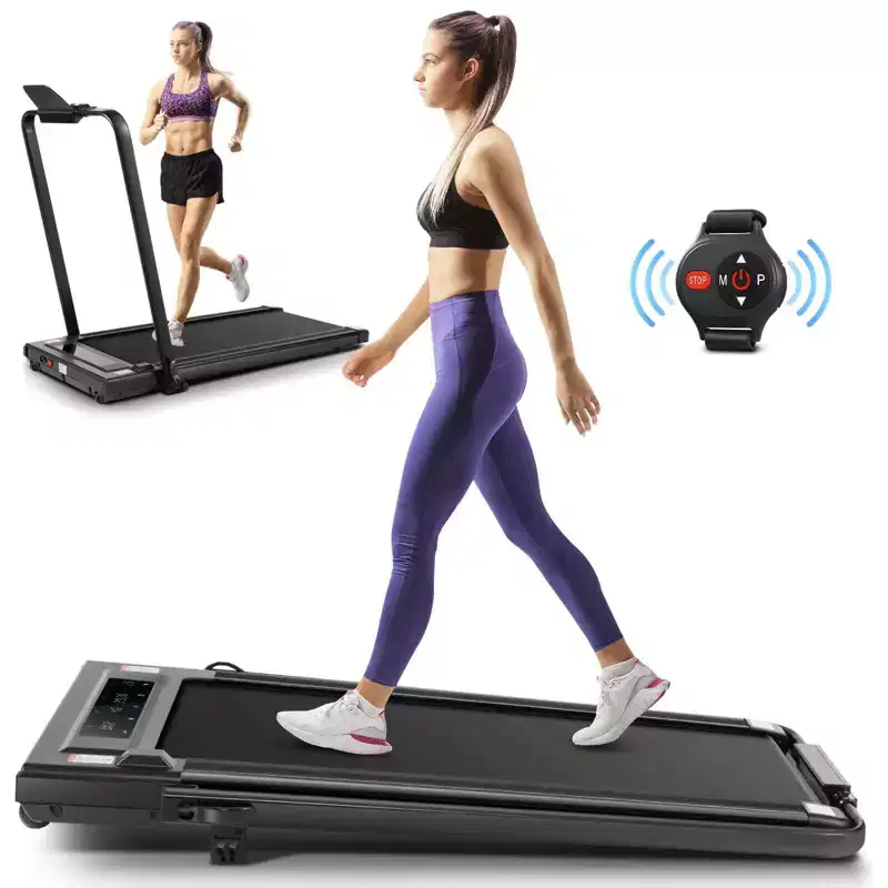KRISRATE Treadmills with Incline & Touch Screen & Remote Watch for Home, Folding Walking Pad with Handle Bar,3.5HP 7.5MPH Under Desk Treadmill