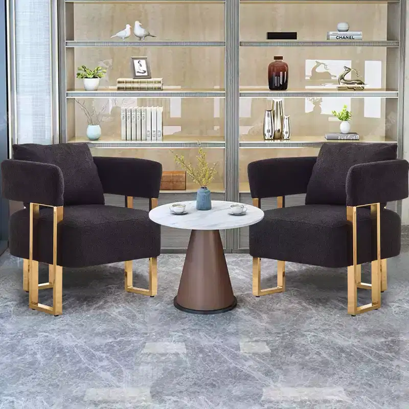 Set of 2 Modern Upholstered Accent Chairs with Gold Metal Legs for Living Room, Bedroom, or Office