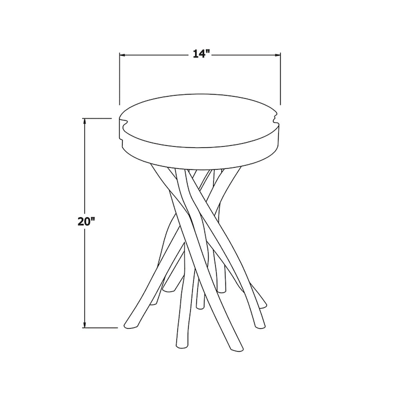 Solid Wood Cross-Cut Accent Table With Branch Base by East at Main - Small