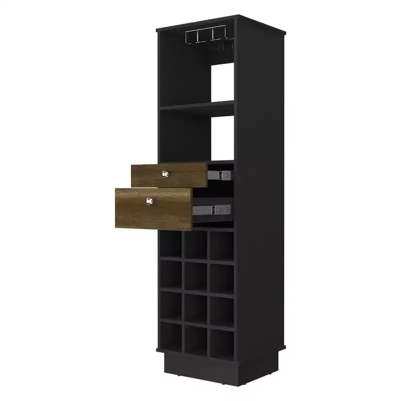 HomeRoots 18 Black Bar Cabinet With Two Drawers
