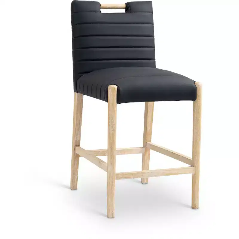 Black Vegan Leather Counter Stool