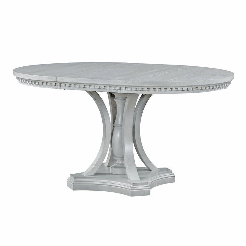 Antique Gray Retro 5-Piece Wooden Dining Table Set with Extendable Round Table & 4 Chairs