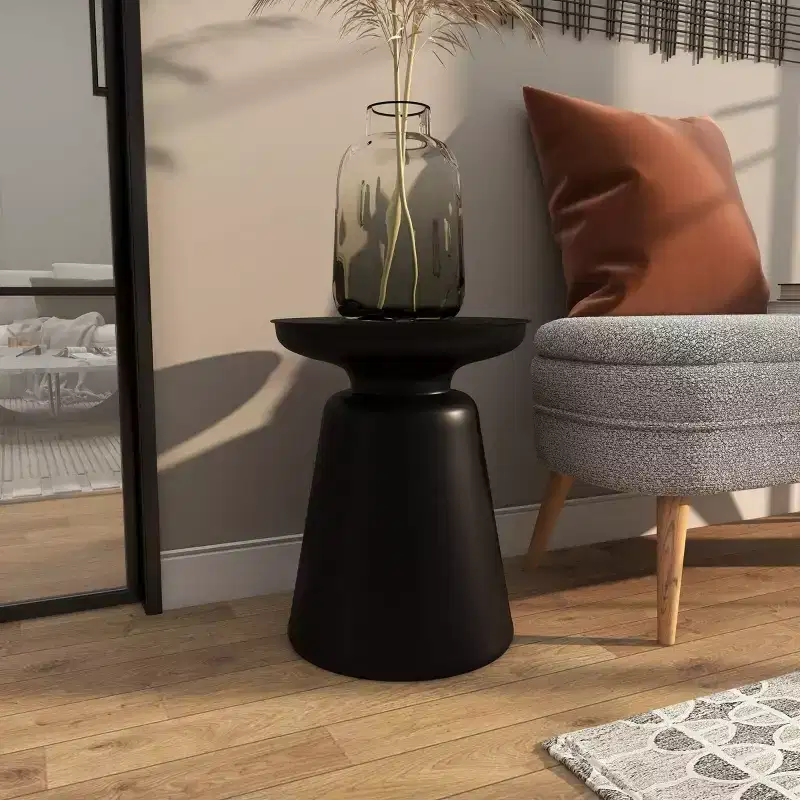 Olivia & May Metal Accent Table with Bell Shaped Base