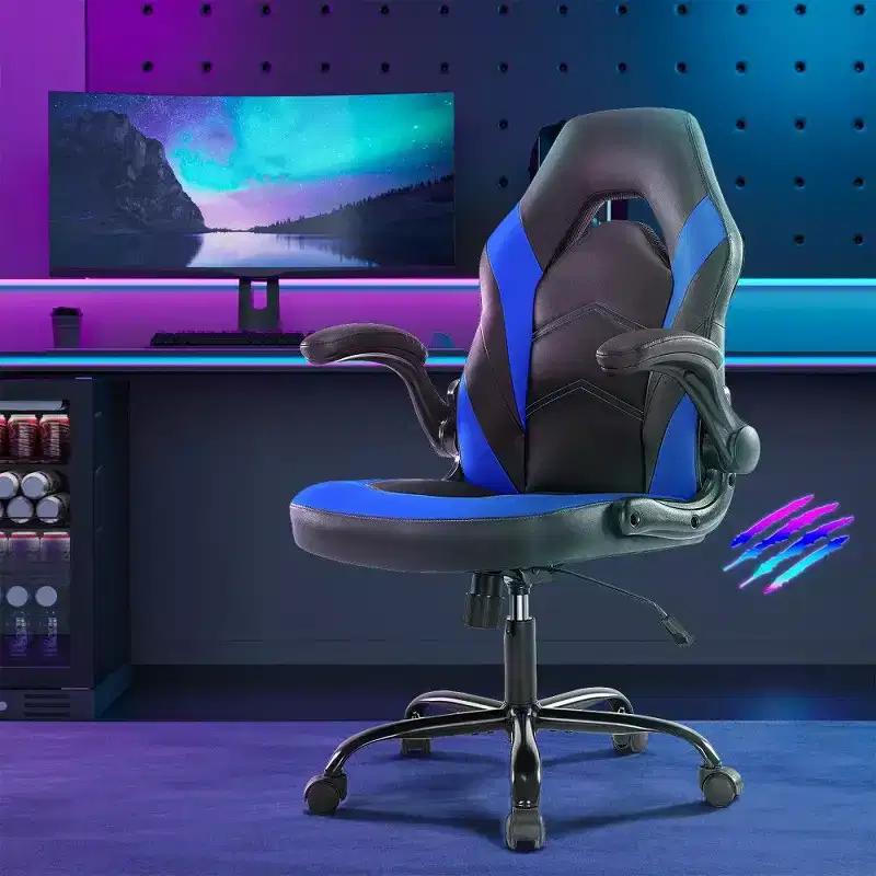 TUYOHW Ergonomic Gaming Chair,S-Shaped Backrest Office Chair with Rocking Mode & Adjustable Height,High Resilience Foam