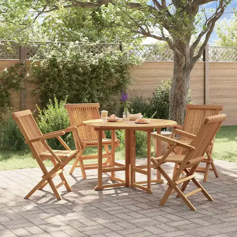 vidaXL Outdoor Dining Set Natural teak Smooth-sanded teak hardwood