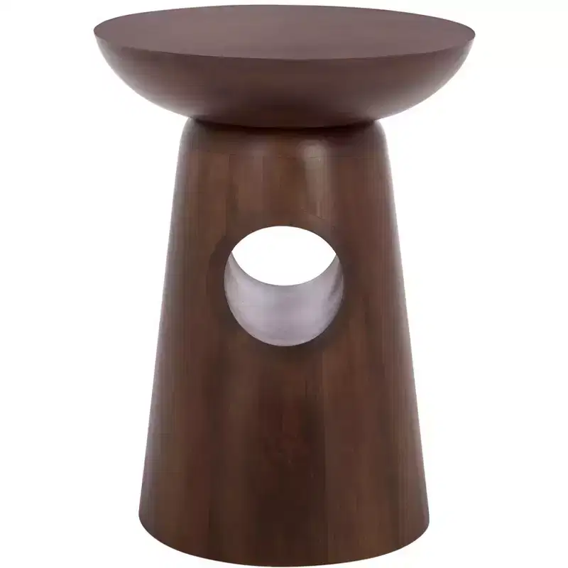Dark Brown Round Accent Table â€?Mid-Century Modern Side Table for Living Room