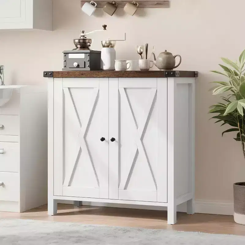 Wood 2-Door Sideboard Buffet Cabinet with Adjustable Shelves