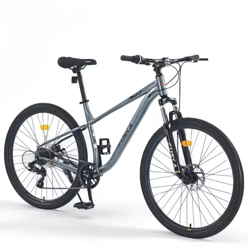 NAYSAYE 27.5 Inch 8 Speed MTB Mountain Bike with Front Suspension Durable Steel Frame for Men Women Terrain Adventures, Grey, 68.5*27.1*40.55