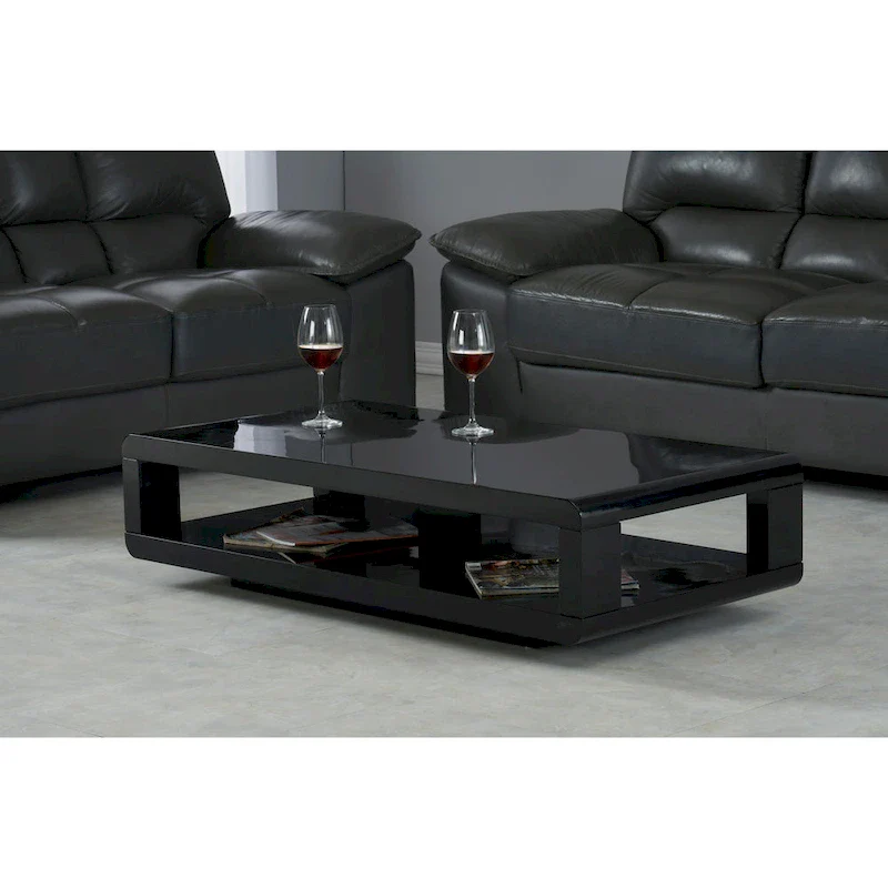 Modern Lacquer Coffee Table, Glossy Black 48X24X12H