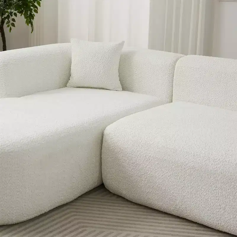 Clihome 109.4 L-Shaped Modular Sectional Sofa Left Chaise Chenille Fabric Cloud Sofa with 2 Pillows