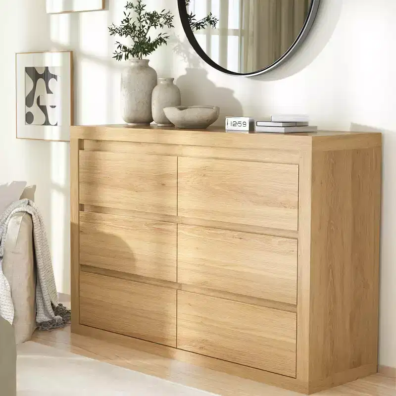 6-Drawer Wide Dresser with Storage, Wooden Closet Storage Chest for Bedroom, Living Room or Entryway