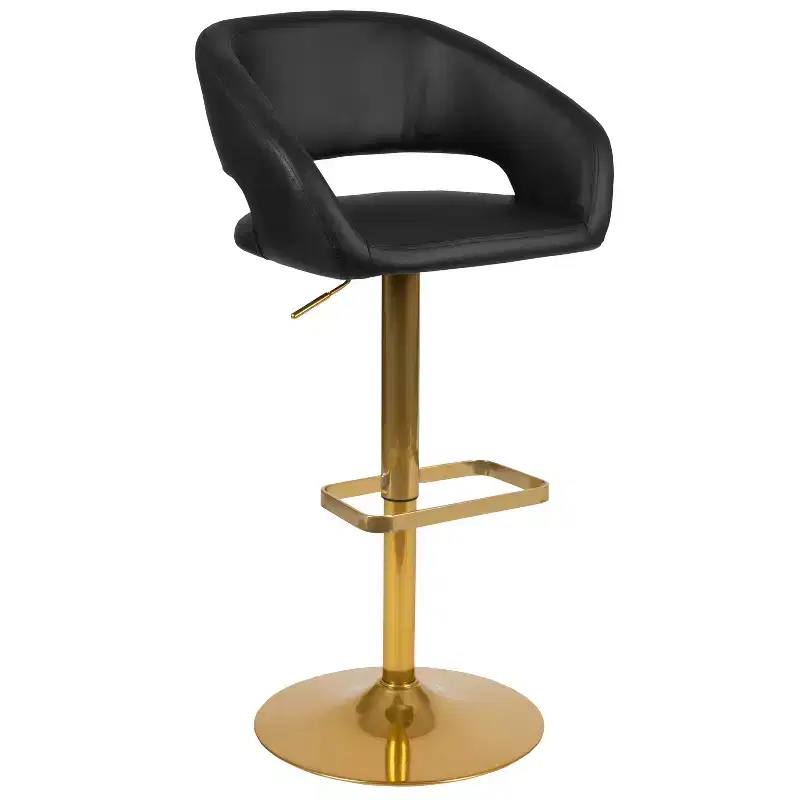 Modern Bar Stool, Rounded Mid-Back with Height Adjustable Swivel Seat