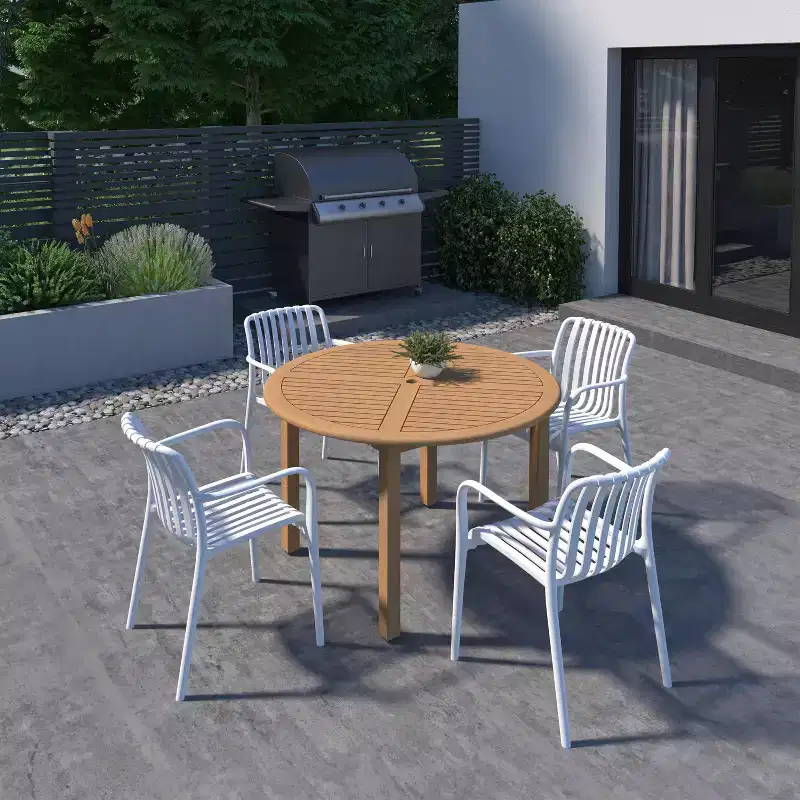 Amazonia Beijo 5pc Round Oval Outdoor Patio Dining Set White