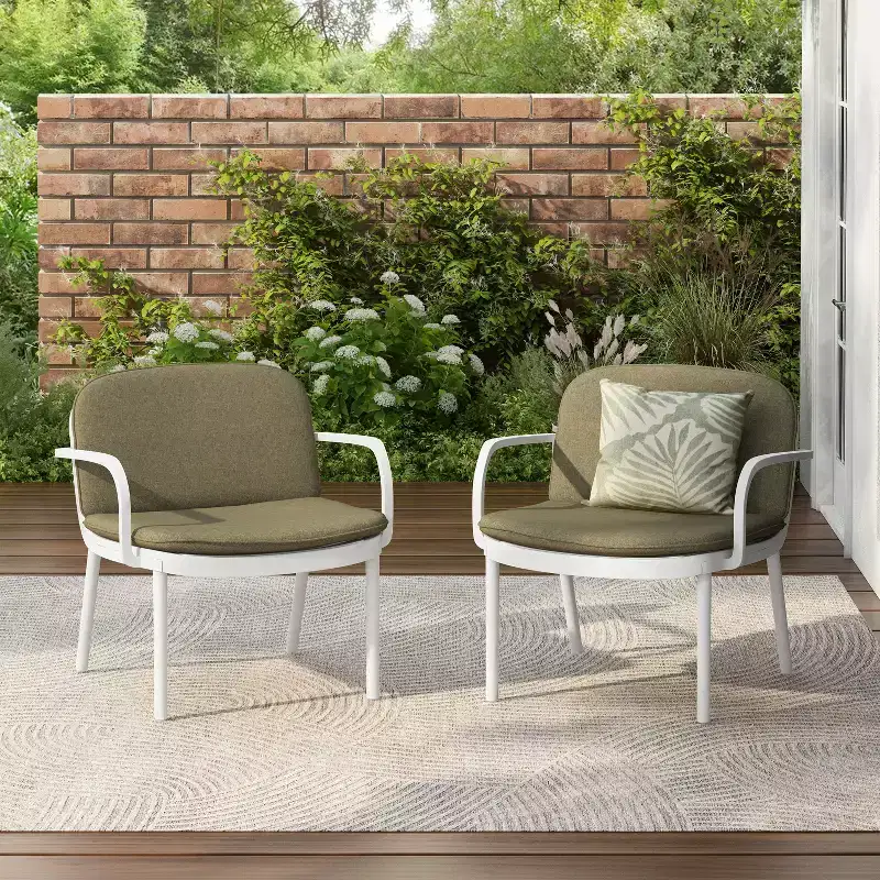 Christopher Knight Home Gudrun Outdoor Polypropylene Club Chair with Water-Resistant Cushion (Set of 2)