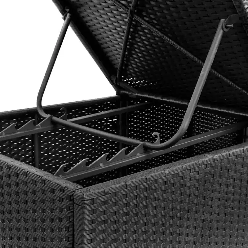 vidaXL Sunlounger Black and cream white PE rattan and powder-coated steel