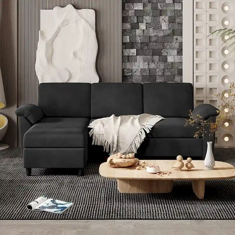 Futzca 79 Convertible Sectional Sofa Couch, 3 Seat L Shaped