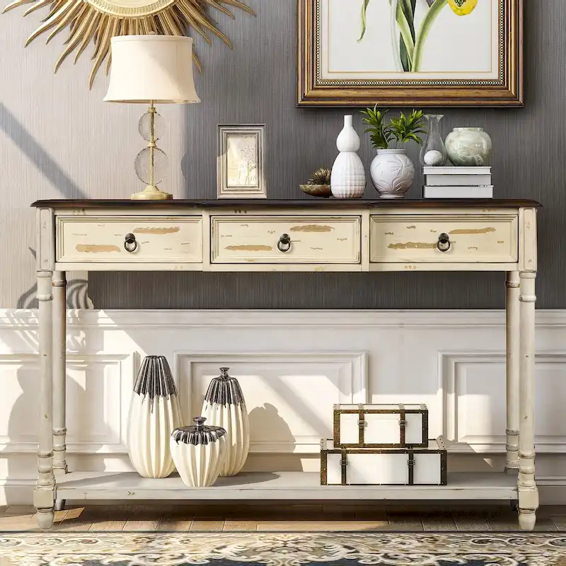 Modern Sofa Table with Drawers