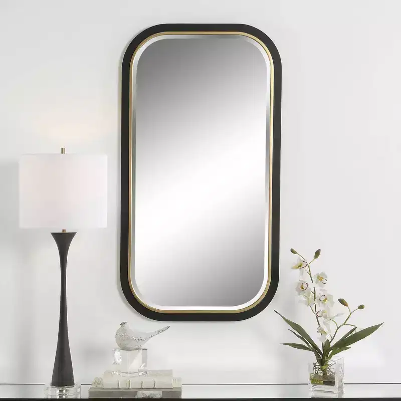 Gold Black 23 1/4 x 43 1/4 Rectangular Wall Mirror