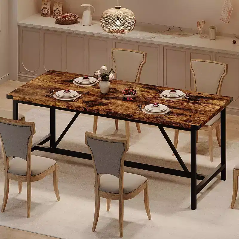 CuisinSmart Dining Table for 8 People, 71 Rectangular Kitchen Table, Industrial Large Long Dining Room Table, for Big Family