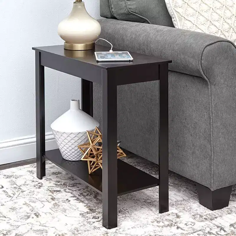 The Lakeside Collection Narrow Side Table with Charging Station - USB Ports and Outlets -