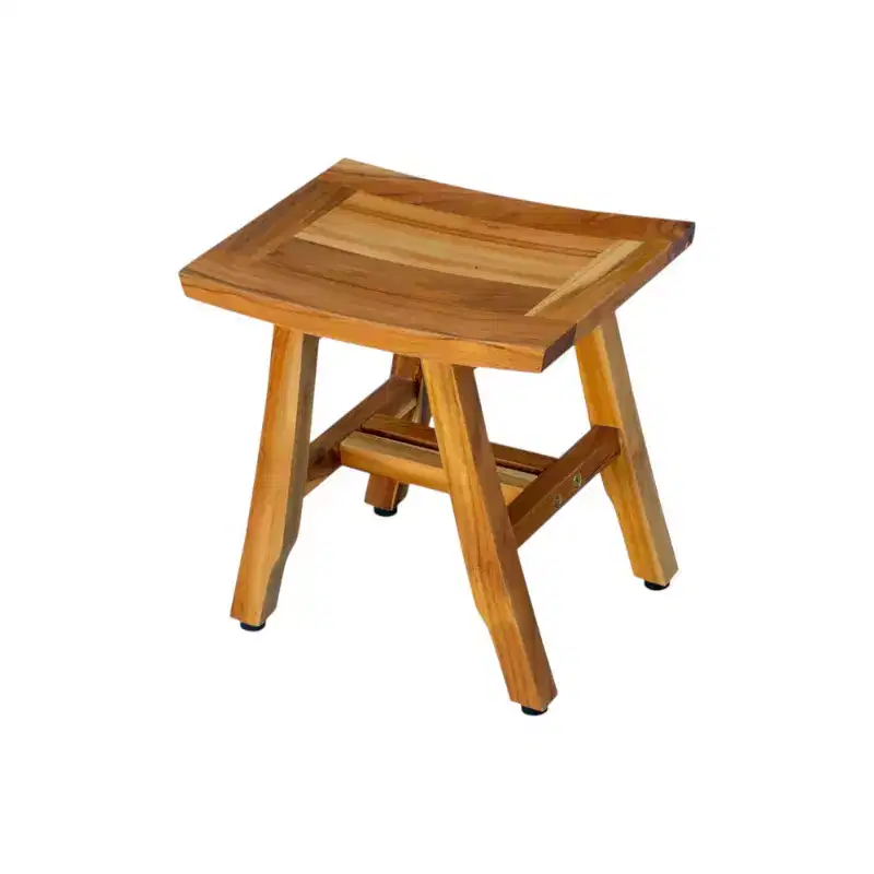 HomeRoots 14 Natural Teak Curvilinear Shower Bench