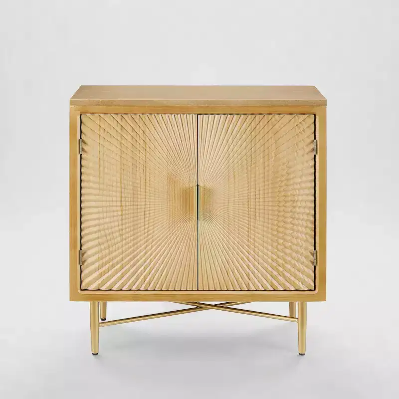 Modern Wood Cabinet Sideboard with Textured Door Decoration
