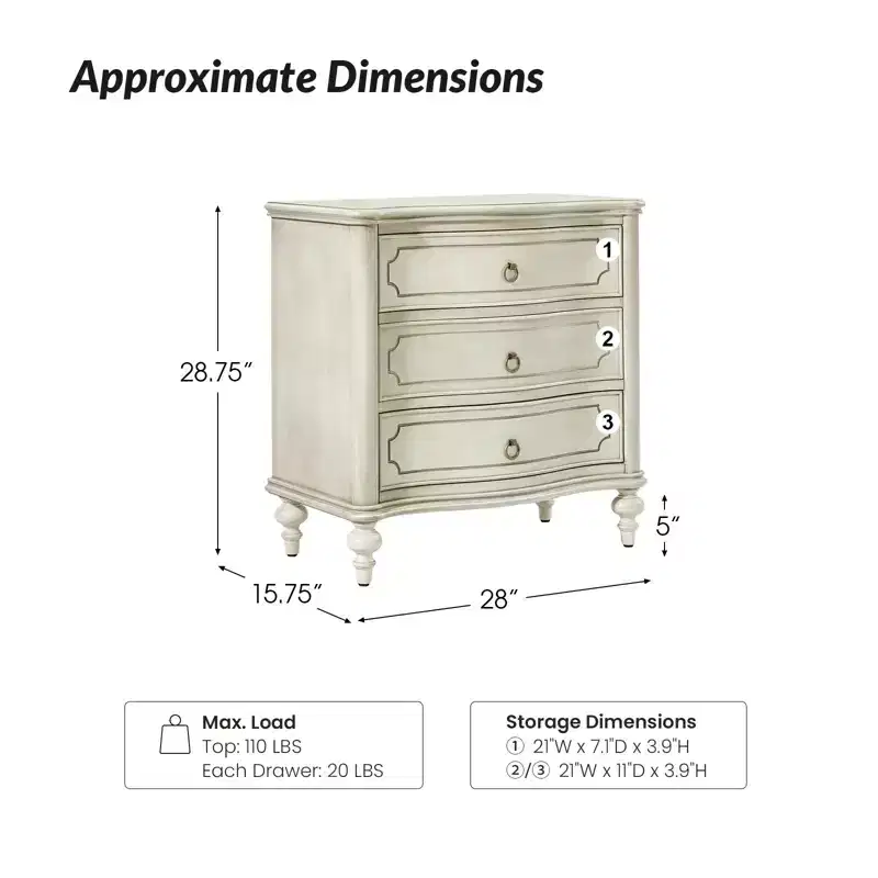 Linus 3-Drawer end table| ART OF LIVING DESIGNS