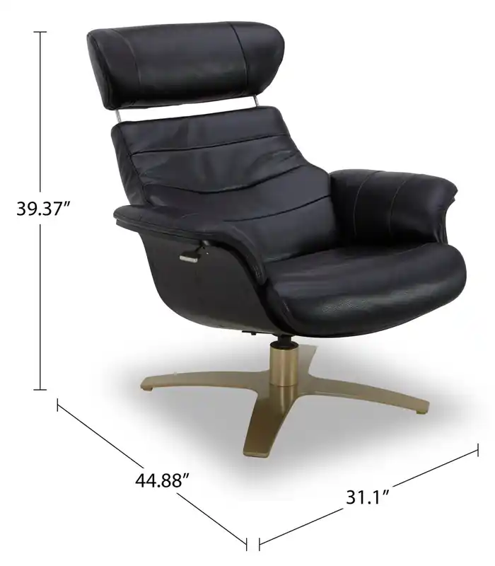 Top-Grain Genuine Leather Swivel Reclining Chair with Footrest