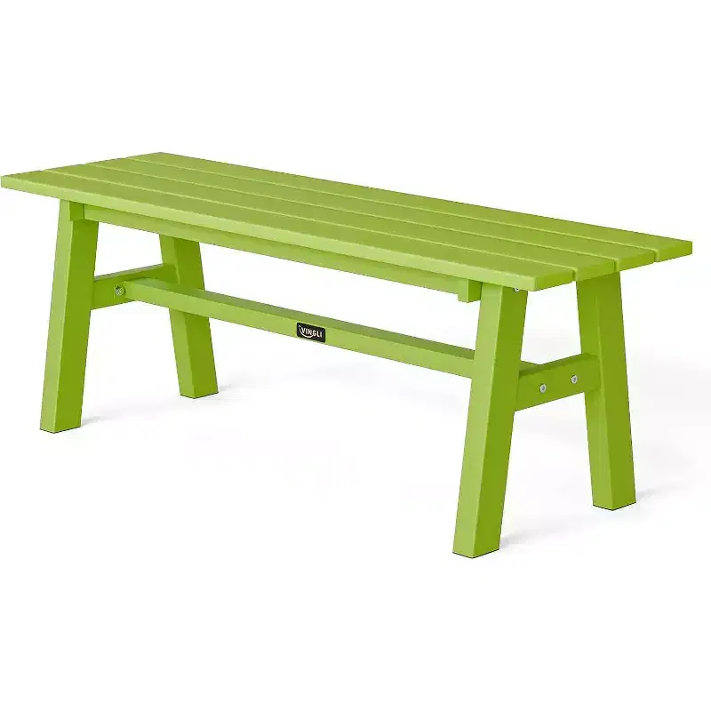 VINGLI 47 Outdoor HDPE Bench, Weatherproof Poly Lumber Patio Bench w/Metal Legs, Backless Porch Bench 660 LBS Capacity-Green