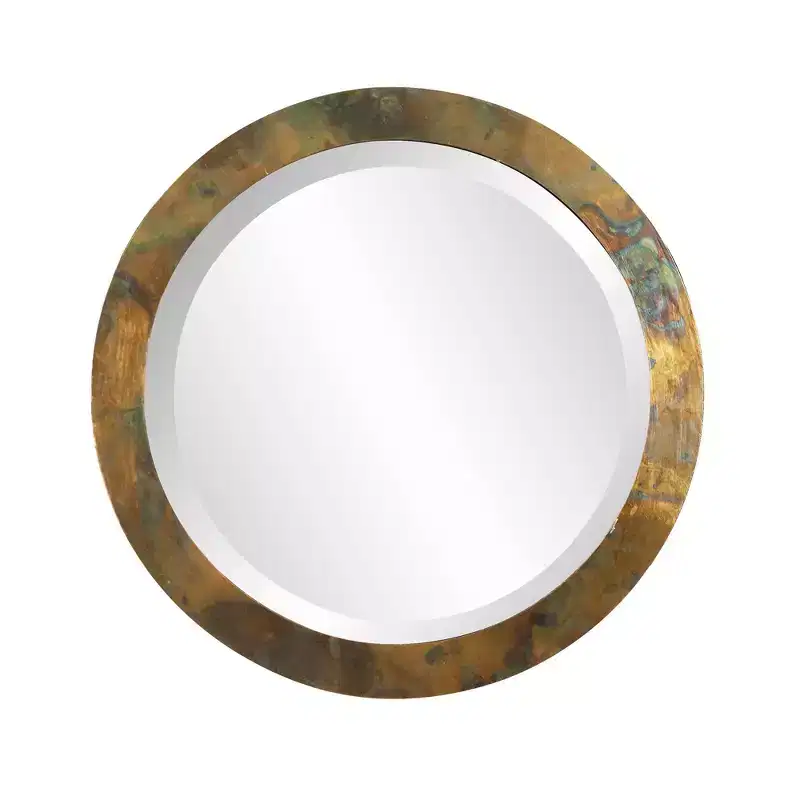 Howard Elliott Camou Round Copper Metal Frame Wall Mirror: Modern Decor, 15.75" Diameter, No Assembly Required
