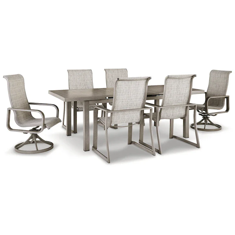 Signature Design by Ashley Beach Front Beige 7-Piece Outdoor Dining Package - 42W x 71/94D x 30H