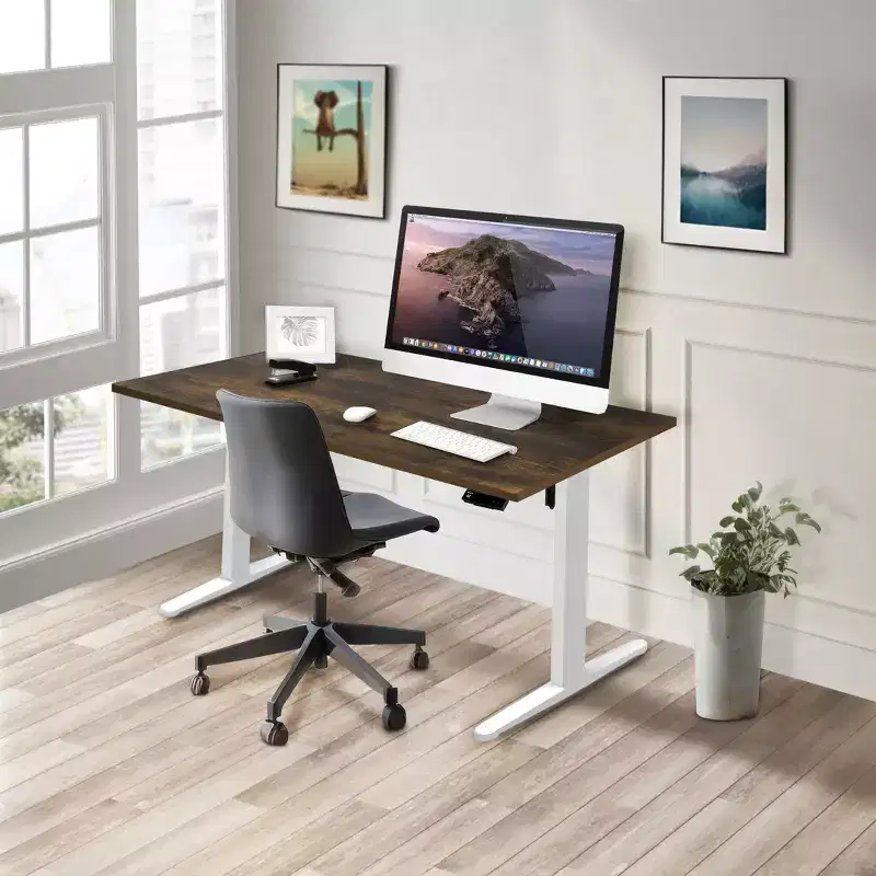 Mount-It! Electric Sit-Stand Desk with Tabletop - White/Oak