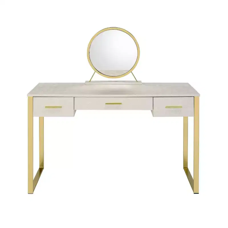 50 Myles Vanity Table Antique White and Champagne Finish - Acme Furniture