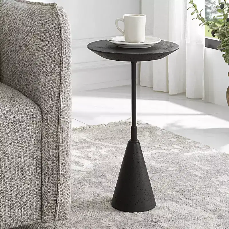 Uttermost Midnight 12 1/2 Wide Black Stone Round Accent Table