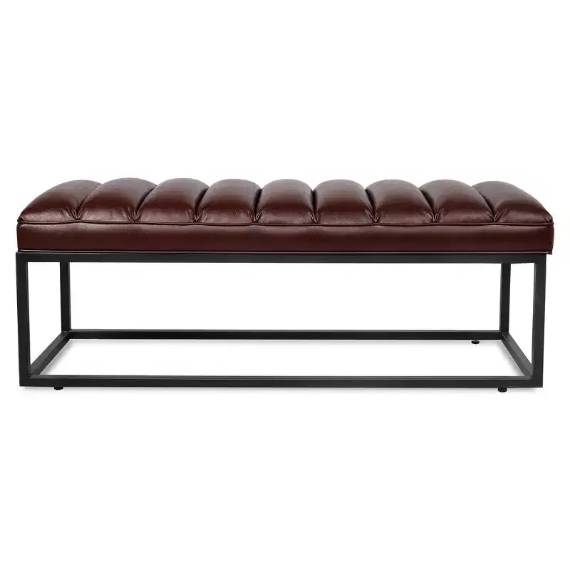 GDFStudio Oakley Metal Base Upholstered Bench