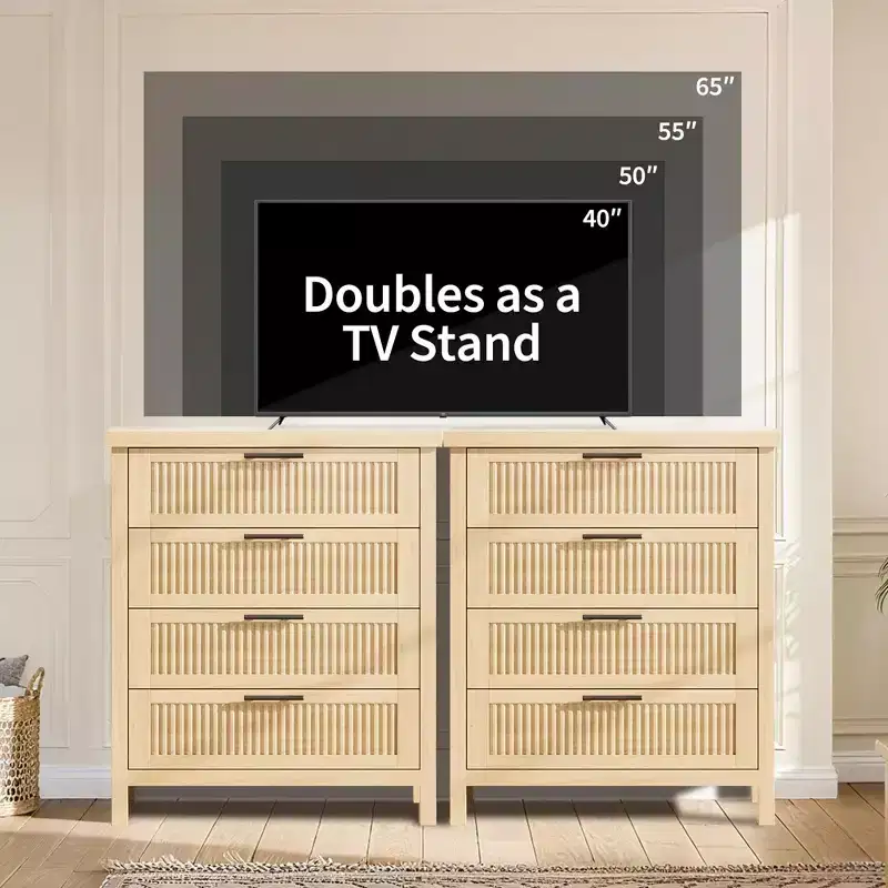 GustoWave 35.4 Tall Dresser for Bedroom,with 4 Fluted Dressers Chest with Clothes Storage Cabinet,Drawer Organizer for Bedroom,Living Room