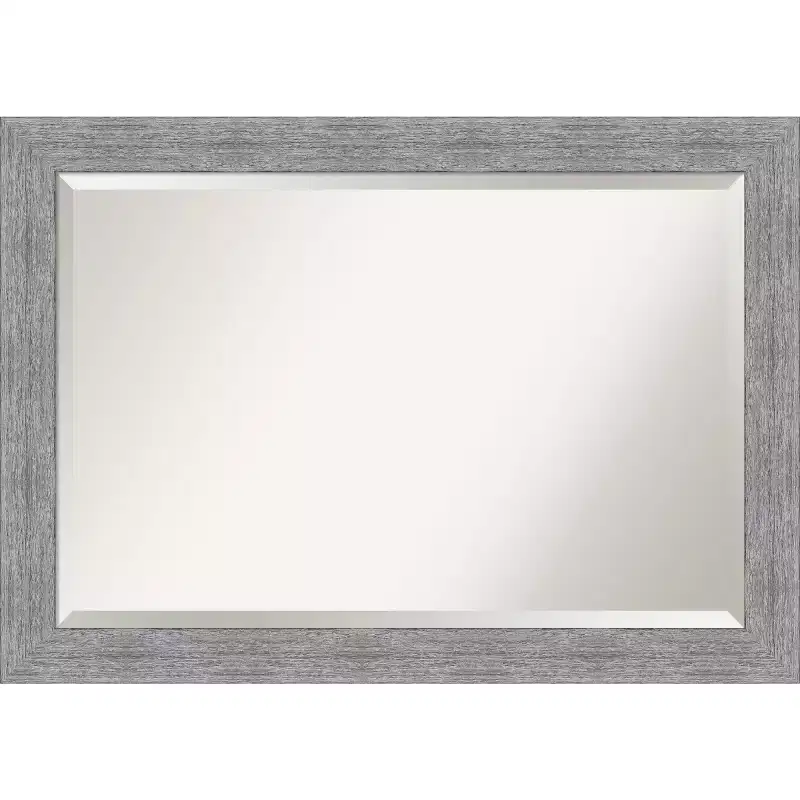 Bark Rustic Framed Bathroom Vanity Wall Mirror Gray - Amanti Art
