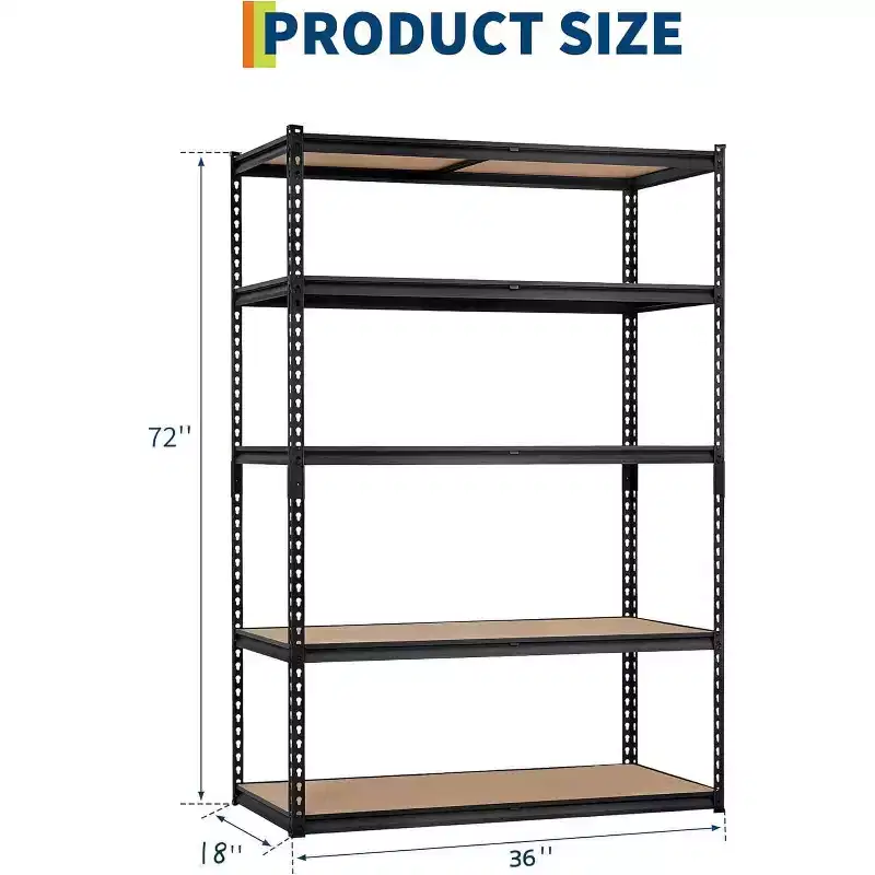 Garage Storage Shelves 5 Tiers, Heavy Duty Storage Shelving Racks with 2500 LBS Capacity, 48  L x 18 in W x 72 in H Metal Adjustable Shelving Unit