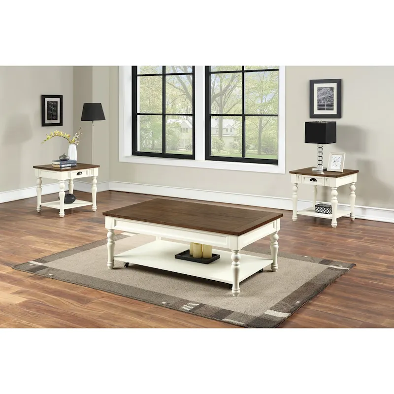 Steve Silver Jillian Ivory and Mocha Wood 3-piece Occasional set