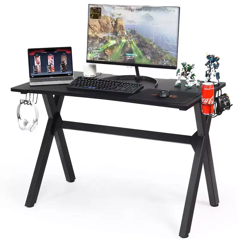 Gaming Desk with Cup Holder & Headphone Hook, 48.5