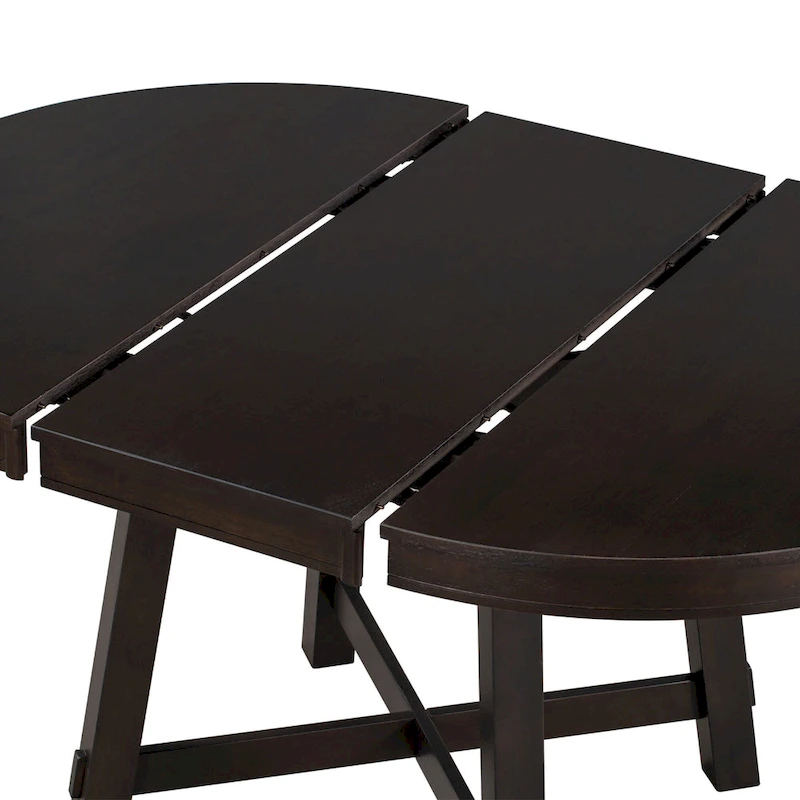 5-Piece Wooden Dining Table Set with Extendable Round Table & 4 Chairs