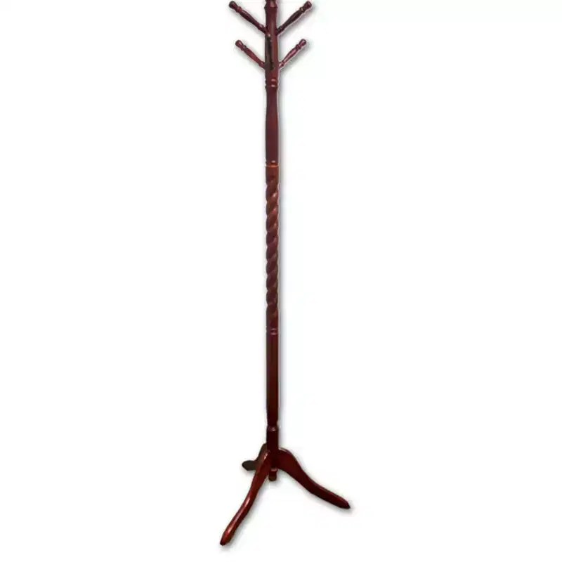71.5IN Freestanding Hall Tree with Wooden Stand, Elegant Coat Rack with 6 Hooks, Coat Tree for Living Room, Bedroom, Entryway, Cherry